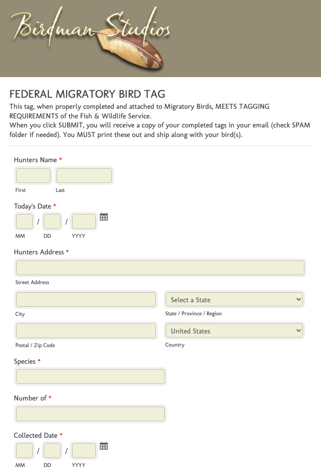Migratory Bird Tag